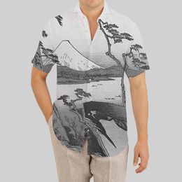 Chemises décontractées pour hommes Hawaiian Men's Short Sleeve Tops Ukiyo-e Japonais Images Streetwear Vêtements surdimensionnés lâches 5xl