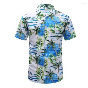 Casual shirts voor heren Hawaiiaanse mannen Gedrukte shirt Korte mouw Knop Down Coconut Palm Beach Regelmatig Fit USA Maat S-2XL Print