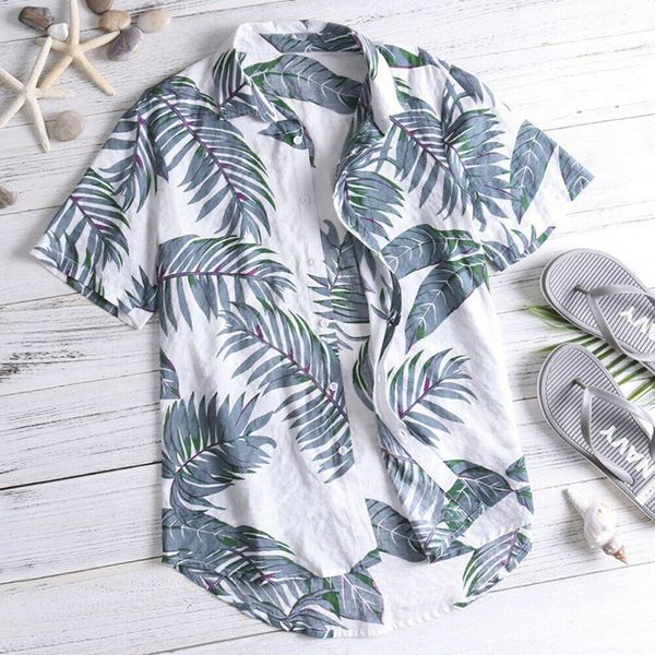 Chemises décontractées pour hommes Hawaiian Mens Summer Floral Print Beach Short Sleeve Luau Tops Holiday 230420