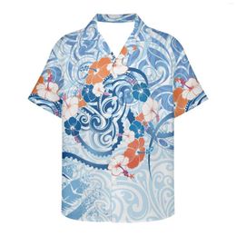 Casual shirts voor heren Hawaiiaanse Marokkaanse Plumeria Print Slim gesneden V-hals korte mouw Herenhemd Zomer Spring 2023 Beach