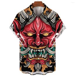 Casual shirts voor heren Hawaiian Oversized 3D Printing Devil High Quality Summer Streetwear Gotic Short Sleeve Vintage Mode Knop