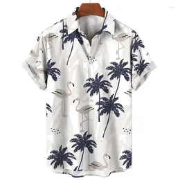 Chemises décontractées pour hommes Shirts Hawaiian Palm Tree 3D Print Print pour hommes Cool Summer Street Street Short Tops Bouton Bouloues surdimensionnées