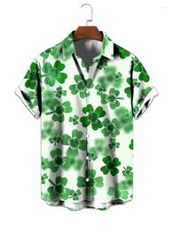 Chemises décontractées pour hommes Shirt Hawaiian Party Clover Clover 3D Printing numérique à manches courtes en vrac grande taille