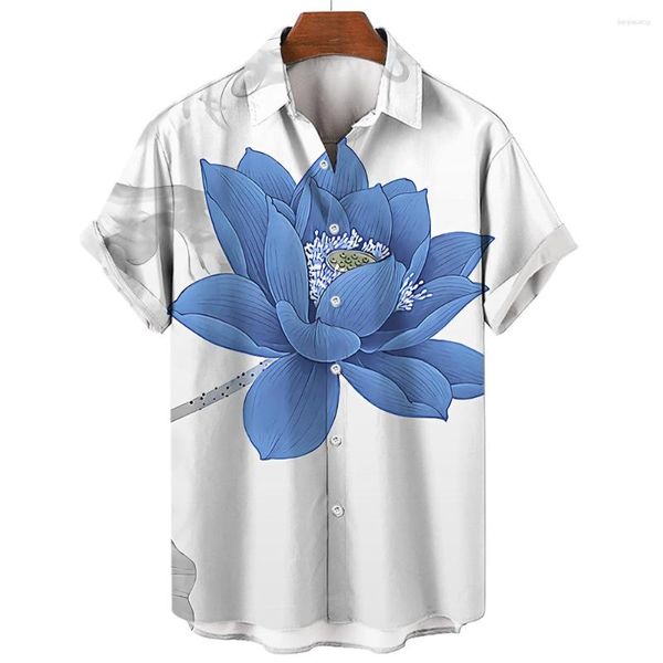 Chemises décontractées pour hommes Style de villégiature hawaïenne Chemise d'été Imprimée en 3d Fleurs et Herbe Hauts à manches courtes Rue Y2k Vêtements de mode