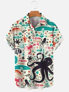 Chemises décontractées pour hommes Hawaiian Sailor Octopus Ship 3D All Over Chemise imprimée Hommes pour femmes Respirant Manches courtes