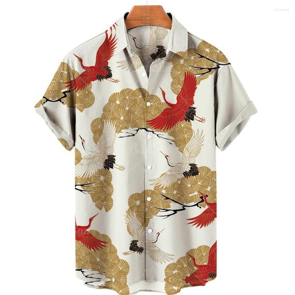 Chemises décontractées pour hommes chemise hawaïenne motif d'oiseau Costumes 3D vacances Vintage pour hommes Blouse Harajuku Y2k haute qualité plage Bloouse 5XL