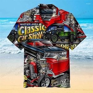 Chemises décontractées pour hommes Hawaiian their Car graphique imprimement hommes Fashion Beach Blouse Vocation Vocation Motorcycle Camisa