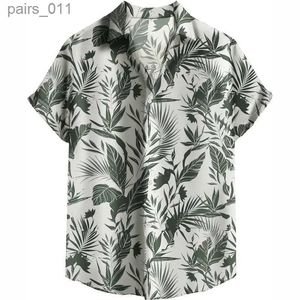 Casual shirts van heren Hawaiiaans shirt voor mannen 3D Print Tropical Plant Palm Tree Short Sheeves Beach Summer Casual Button Down Blouse Street Cloths 240402