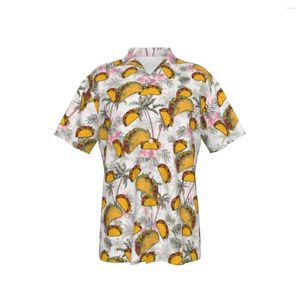 Chemises décontractées pour hommes chemise hawaïenne impression drôle beaucoup Taco plage manches courtes été boutonné Patchwork hauts 3D