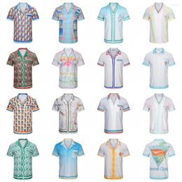Heren Casual Shirts Hawaiian Shirt Heren Zomer Letters Print Korte mouw Button Blouse Top Los