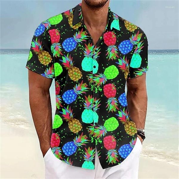 Chemises décontractées pour hommes chemises hawaïennes à manches courtes surdimensionnées 3D PERMINE PERSEAPLE Vêtements masculins HARAJUKU TOPS Mode d'été