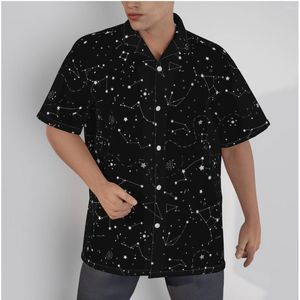 Chemises décontractées pour hommes chemise hawaïenne univers Constellation plage noire manches courtes été boutonné Patchwork hauts 3D