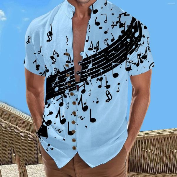 Camisas casuales para hombres Camisa hawaiana corta para hombres Camisa con cuello alto digital Impresión 3D Manga cruzada Vacaciones Vacaciones individuales Blusa Playa Top