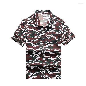 Chemises décontractées pour hommes chemise hawaïenne à manches courtes Camouflage haute qualité mâle mince respirant jeunesse hommes vêtements revers Blouse