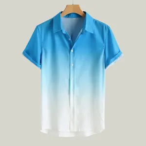 Casual overhemden voor heren Hawaiiaans shirt met korte mouwen Dun en koel, ademende kraag, geleidelijk veranderende kleur Elastisch materiaal Zomer