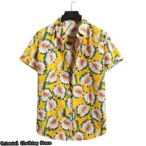 Chemises décontractées pour hommes Hawaiian Hawaiian Courte-manche à manches à manches à manches courtes 3D Fleur imprimée en plein air Vêtements décontractés confortables et respirants 240416
