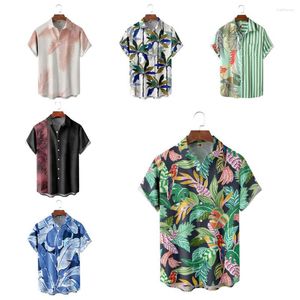 Chemises décontractées pour hommes Bouton de street hawaïen Summer des hommes à manches courtes Mentes à manches courtes