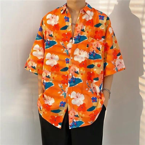 Camisas informales para hombre, camisa estampada de estilo hawaiano, manga corta, moda de verano, holgada, Top de playa de gran tamaño