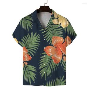 Casual shirts voor heren Hawaiiaanse tropische plantenboom bladeren shirt voor mannen lente zomer 3d print strandstraat losse knop blouse