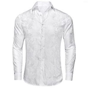 Casual shirts voor heren hi-tie zijden paisley wit groen zwart paars rood pak revershemd formeel voor mannelijk bruiloftsbedrijfsfeestje