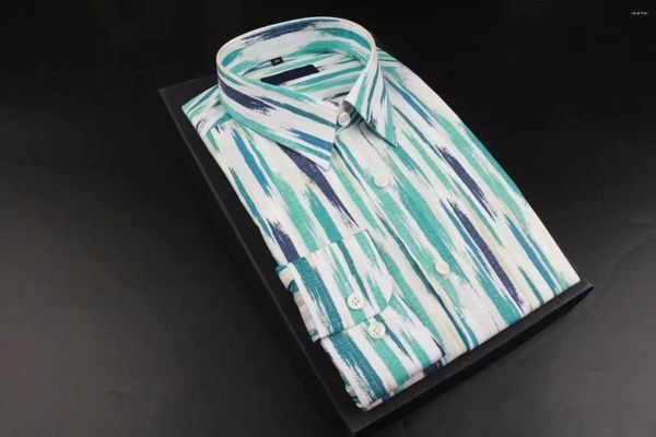 Camisas casuales para hombres Camisa de hombre con estampado digital a medida de alta gama Elegante patrón irregular verde azul Hecho a medida Calidad premium