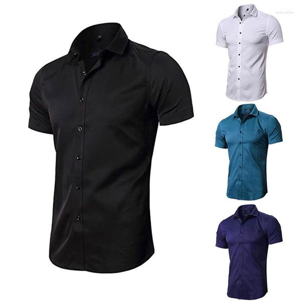 Chemises décontractées pour hommes Chemise pour hommes de haute qualité Élastique Shiren's Short Sleeves Easy Iron pour hommes