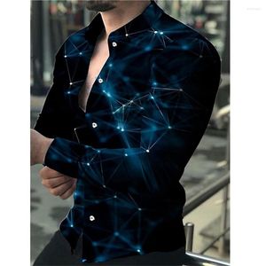 Casual shirts voor heren hoogwaardige mode mannen shirtsbutton reversontwerper sterrenhemel sky print lange mouwen tops kleding vestiging