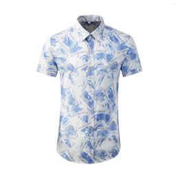 Chemises décontractées pour hommes Haute Qualité Bijoux de luxe Plume Imprimer Chemise à manches courtes Été Mâle Mode Lâche Élasticité Plage Hommes Topgood