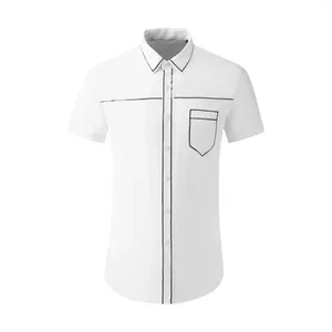 Camisas casuales para hombres Fabricación de joyería de lujo de alta calidad Venta de camisas de trabajo de color sólido de manga corta de verano Proveedor