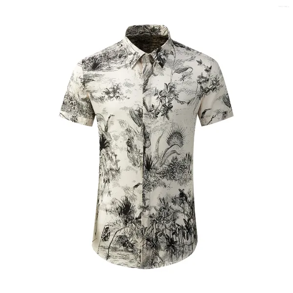 Camisas casuales para hombres Estilo de joyería de lujo de alta calidad Moderado Elástico Suelto Impreso Mangas cortas personalizadas Tallas grandes