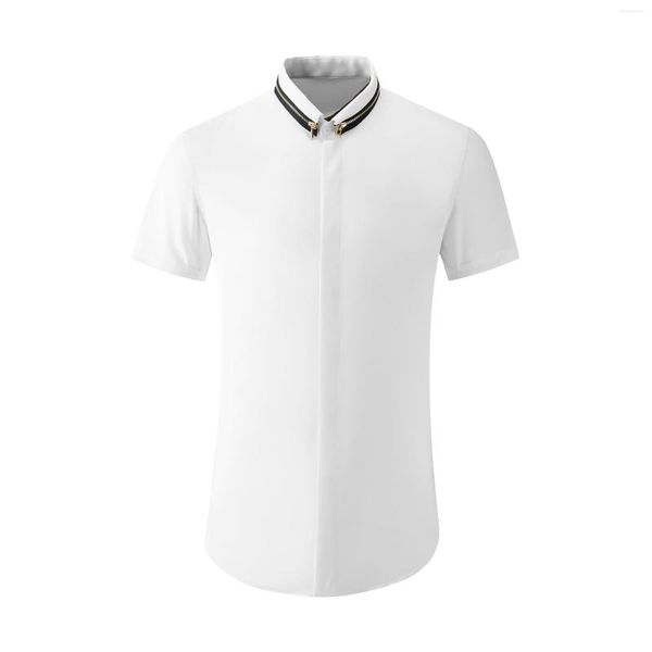 Chemises décontractées pour hommes Bijoux de luxe de haute qualité Coton Bureau Hommes Chemise d'affaires à manches longues Robe formelle Prêt-à-porter Chemise sans repassage