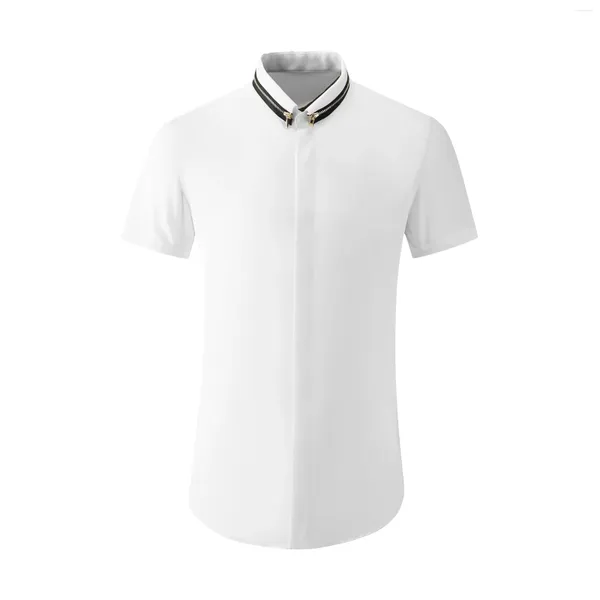 Chemises décontractées pour hommes bijoux de luxe de haute qualité Coton Bureau des hommes Shirt Business Formed Formel Robe Prêt-à-porter sans fer