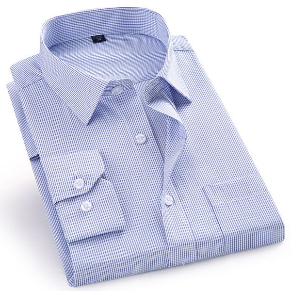 Camisas casuales para hombres Vestido de hombre de alta calidad Camisa de manga larga a rayas a cuadros informal para hombre Ajuste regular Azul Púrpura 4XL 5XL 6XL 7XL 8XL Camisas de talla grande 230804