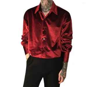 Chemises décontractées pour hommes Chemise de haute qualité pour hommes à manches longues élégant simple boutonnage brillant à manches longues unisexe mode pour les couples