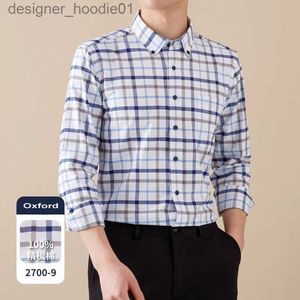 Casual shirts voor heren van hoge kwaliteit nieuwe 100% pure katoenen oxford shirt heren met lange mouwen Sociale jurk zacht en comfortabel geschikt voor casual herenkleding C240412