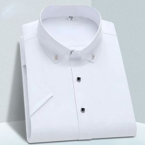 Camisas casuales para hombres de alta calidad sin planchar camisa de vestir para hombre manga corta ropa masculina sólida ajuste negocio blanco azul azul marino negro gozbkf 230201