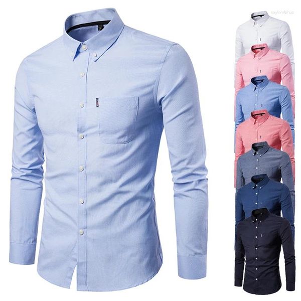 Camisas casuales para hombres de alta calidad Slim Fit Camisa de mezclilla de algodón Hombres de manga larga en blanco Botón Up Jeans para Camisas Vaqueras Para Hombre