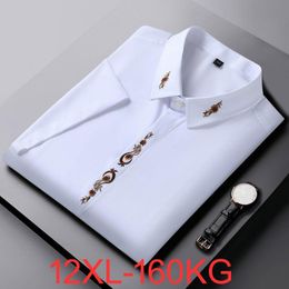 Chemises décontractées pour hommes de haute qualité été 10XL 12XL grande taille hommes chemise à manches courtes blanc floral affaires formel bureau surdimensionné chemise de mariage 230613