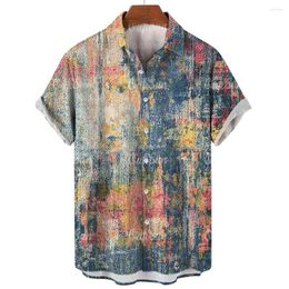 Casual shirts voor heren Hip Hop Lapel 3D Print Scrawl Man Tops Vintage Male Oversized Short Sleeve Summer Single-Breasted 5xl