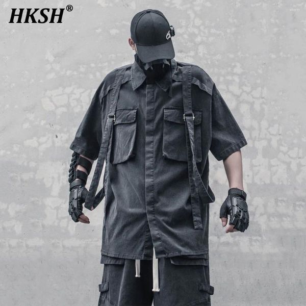 Chemises décontractées pour hommes HKSH Summer Tide Punk Niche Design High Street Handsome Vintage Worn-Out Spaps Tactical Tops HK0915