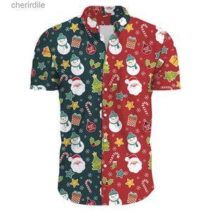 Casual shirts voor heren Holiday Hawaii Christmas Carnival Korte mouwen Mens Nieuwjaar Santa Claus Leisure Y2K Tropical Plant Print Beach Aloha Beach Clothing YQ240408