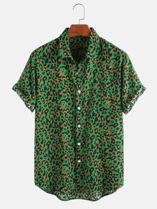 Casual shirts voor heren Holiday Style Leopard Print Blouse Rapel Rapel Korte mouw Ademend shirt S 6xl voor mannen Camisa HOMBRE 230228