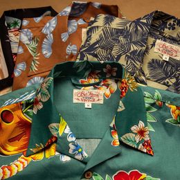 Casual shirts voor heren HW-0002 Big Us Size Echte kwaliteit Vintage uitziende los passende Hawaii Aloha katoendrukhirt 240424