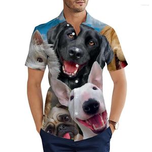 Hommes chemises décontractées HX mode hommes drôle chien noir Labrador Bull Terrier 3D imprimé pour vêtements été hauts Camisas