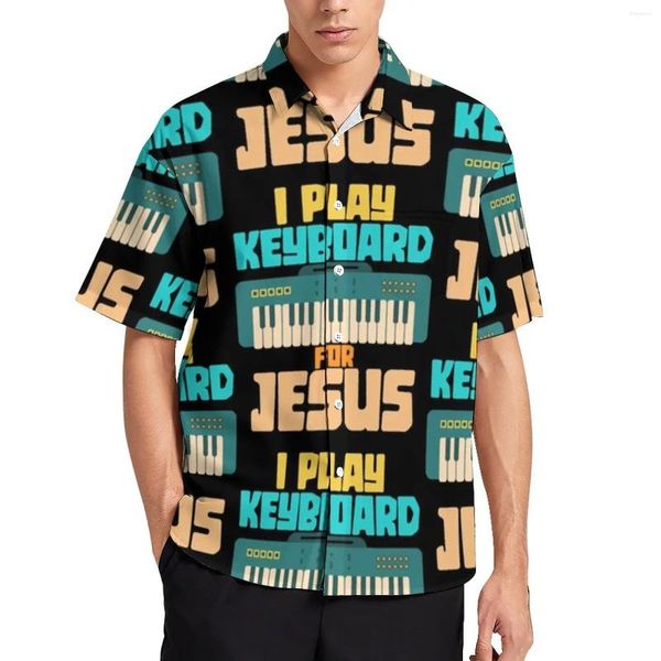 Camisas casuales para hombres Juego Key Board Camisa de playa Sintetizador musical Hombre hawaiano Blusas de estilo callejero Ropa gráfica de manga corta