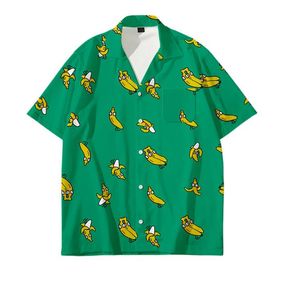 Camisa con cuello vuelto y manga corta con estampado de flores para hombre, blusa holgada, Tops hawaianos de verano, Camisa