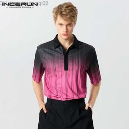 Casual overhemden voor heren INCERUN herenpolo korte mouw Street Apparel 2023 Tie Dye Gradiënt casual heren zomer losse mode camisas S-5XL Z230713