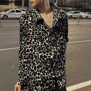 Chemises décontractées pour hommes Incerun Men Shirt Leopard Printing Abèle Long Manche à manches coréennes Streetwear 2024 Loose Fashion S-5XL