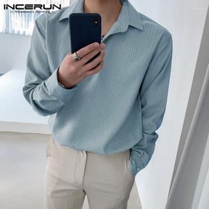 Chemises décontractées pour hommes Incerun Tops 2024 Style coréen Elemy Hommes à moitié ouverte de conception de tube de loisirs Streetwear Long à manches