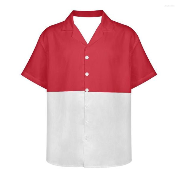 Chemises décontractées pour hommes Indonésie Drapeau Design Motif Été Vintage Mode Manches Courtes Hawaii Pour Hommes Camisa Masculina Fête De Vacances